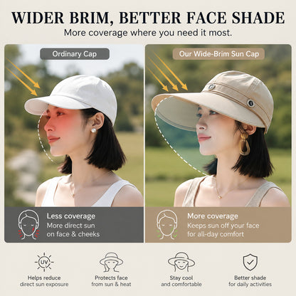 Women's Wide-Brim 2-in-1 Convertible Sun Hat — Cap & Visor.