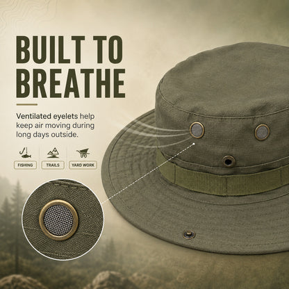 Men's Outdoor Boonie Sun Hat — 360° Shade, Ventilation Eyelets, 8 Colors