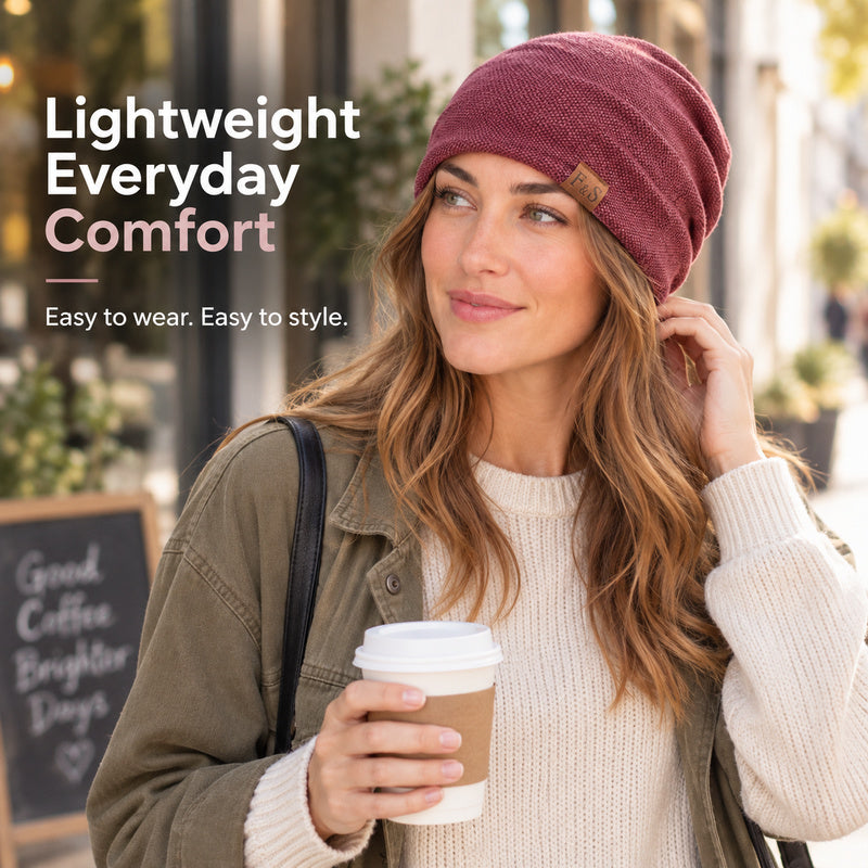 Slouchy Knit Beanie — Relaxed Fit, Lightweight Comfort.
