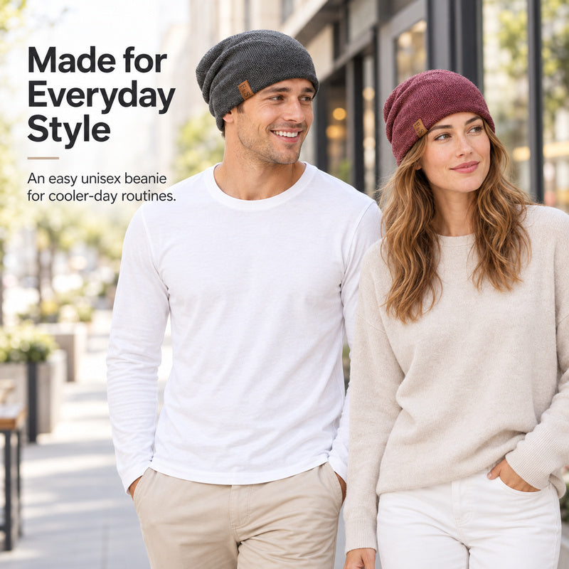 Slouchy Knit Beanie — Relaxed Fit, Lightweight Comfort.