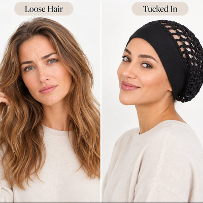 Wide-Band Crochet Hair Net Snood