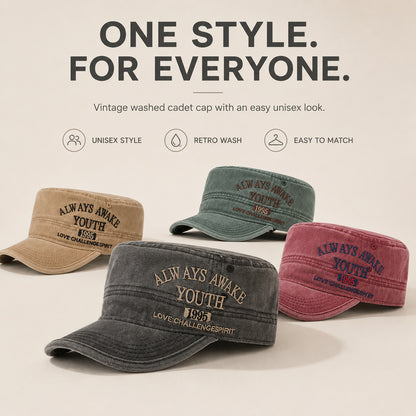Always Awake Youth 1995 Washed Military Cap — Adjustable, Unisex, 7 Colors