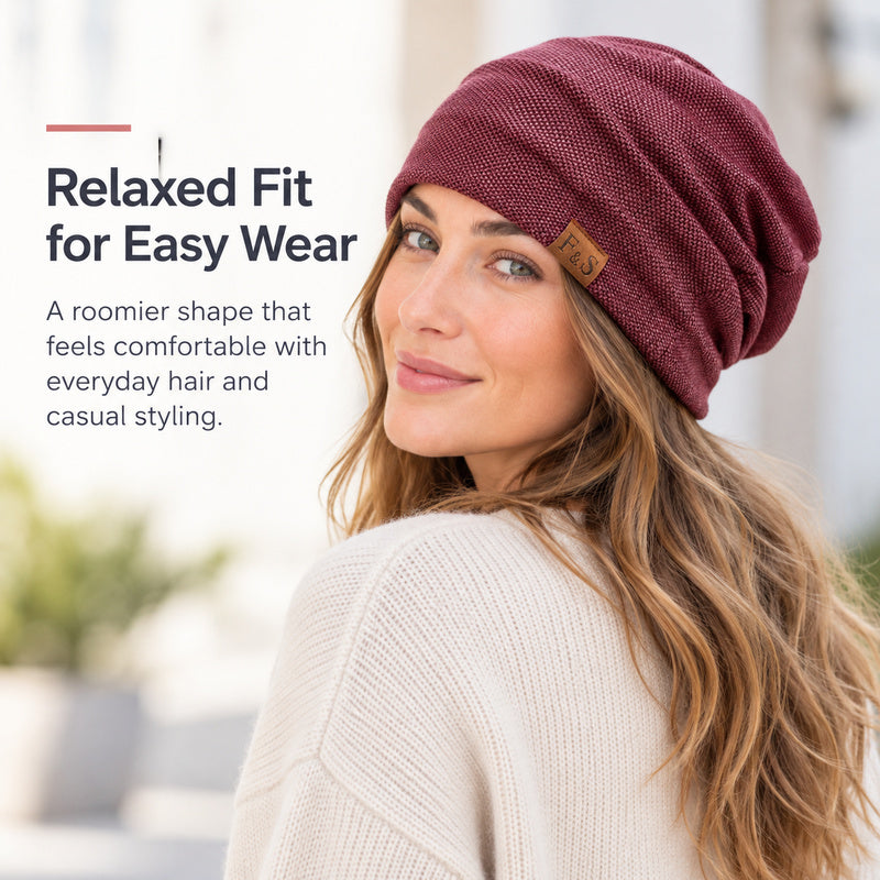 Slouchy Knit Beanie — Relaxed Fit, Lightweight Comfort.