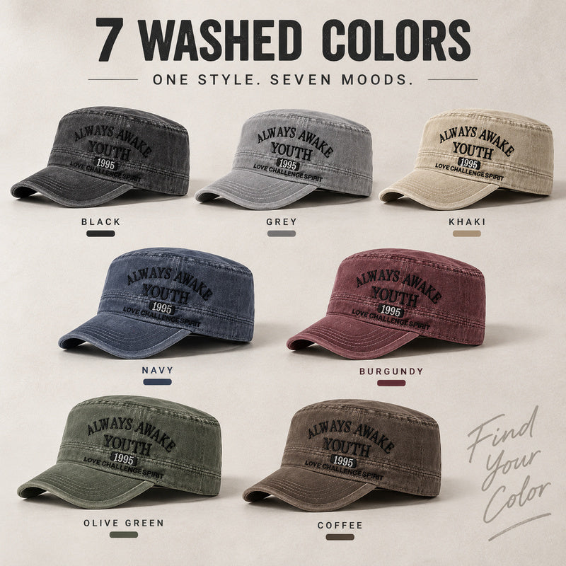 Always Awake Youth 1995 Washed Military Cap — Adjustable, Unisex, 7 Colors