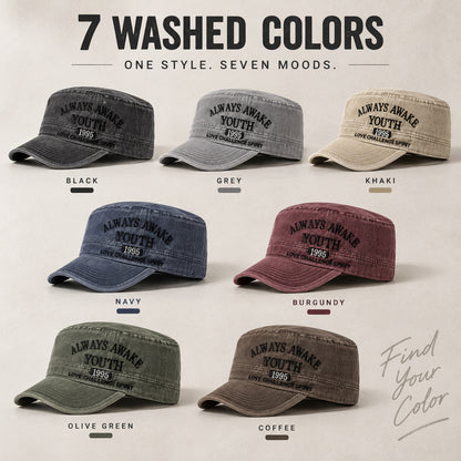 Always Awake Youth 1995 Washed Military Cap — Adjustable, Unisex, 7 Colors