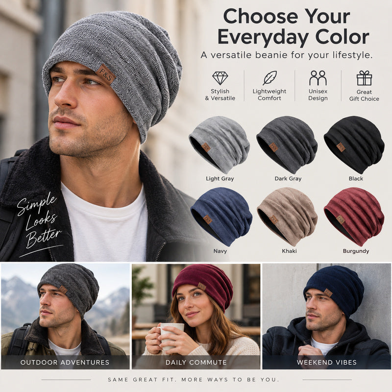 Slouchy Knit Beanie — Relaxed Fit, Lightweight Comfort.