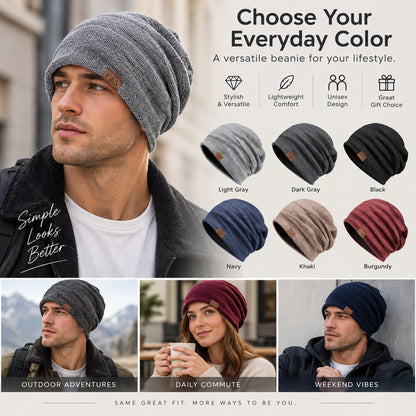 Slouchy Knit Beanie — Relaxed Fit, Lightweight Comfort.