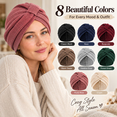 Waffle Knit Turban Hat