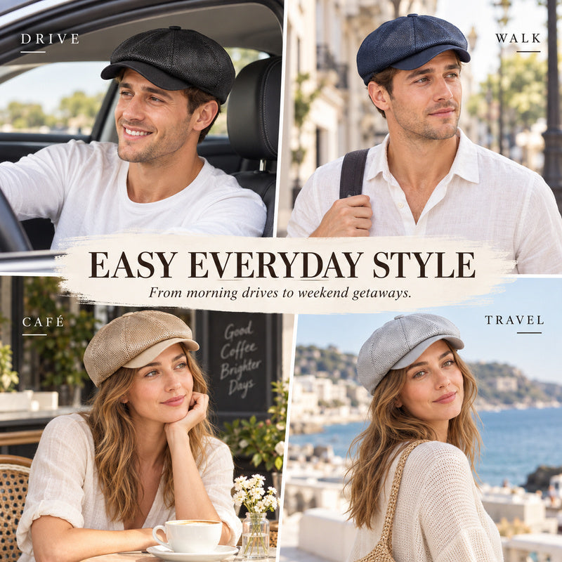 Breathable Mesh Newsboy Cap — 8-Panel Stretch Fit, Unisex.