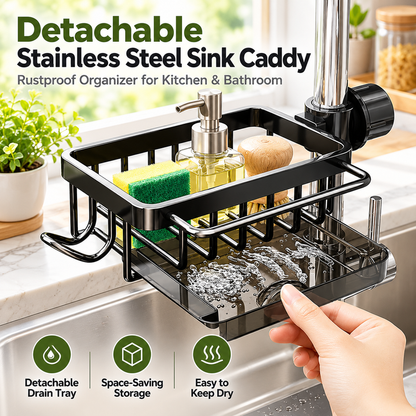 Detachable Stainless Steel Sink Caddy – Rustproof Organizer for Kitchen & Bathroom