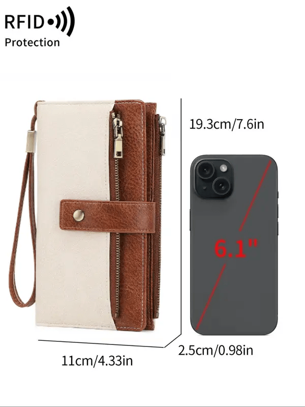 👛Women's long wallet, stylish clutch, elegant solid color RFID blocking leather wallet!!!