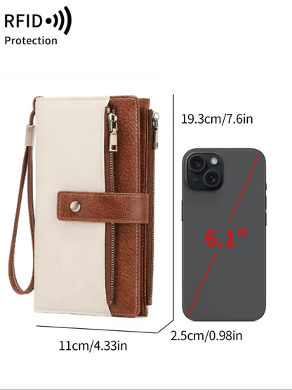 👛Women's long wallet, stylish clutch, elegant solid color RFID blocking leather wallet!!!