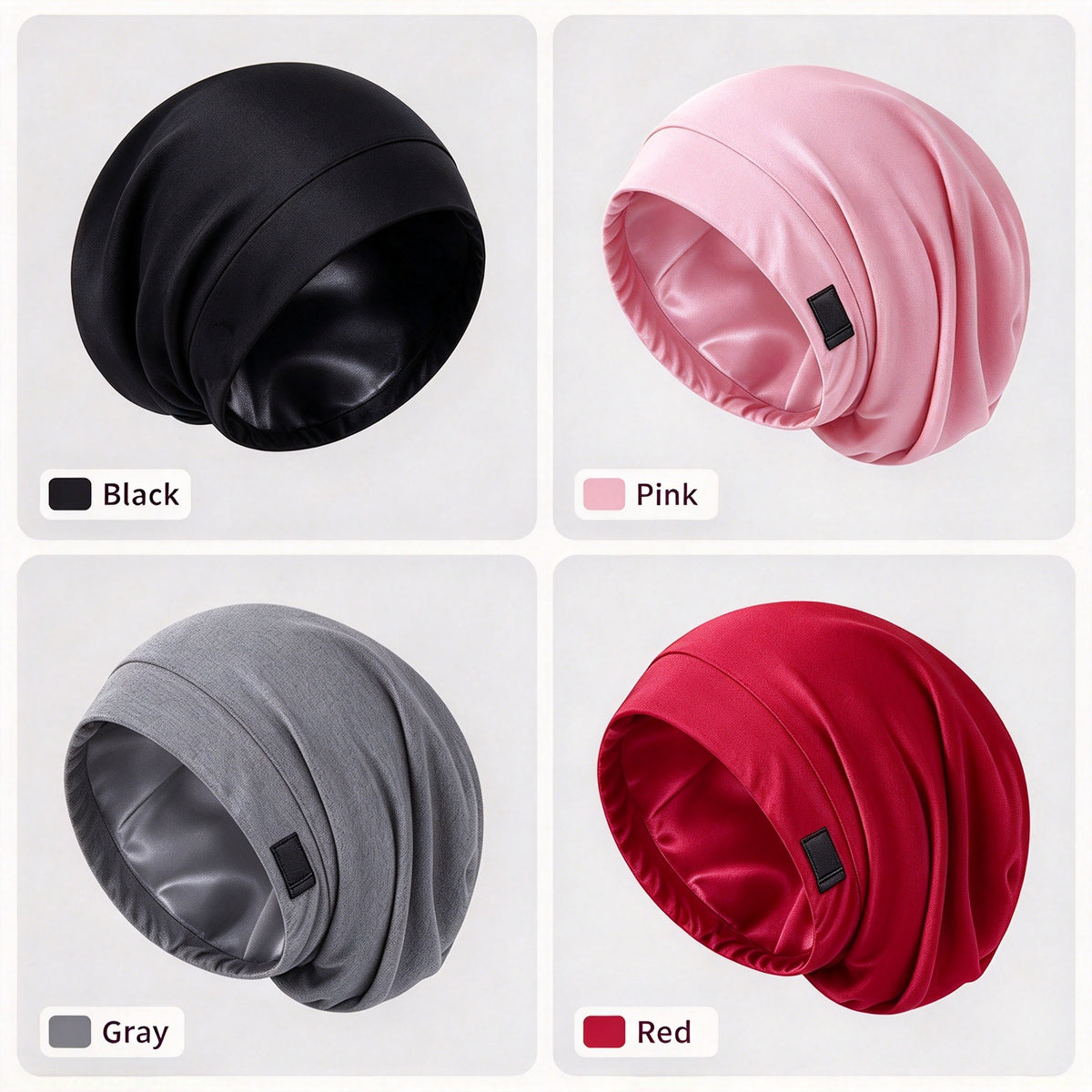 ✨ Women's Satin-Lined Sleep Cap for Hair Protection – Adjustable Night Bonnet with Scrunchie 💕