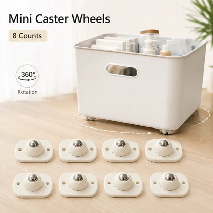 Self-Adhesive Mini Casters, Silent 360° Rolling, Strong Load Capacity