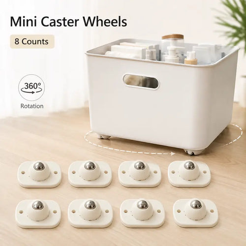 Self-Adhesive Mini Casters, Silent 360° Rolling, Strong Load Capacity