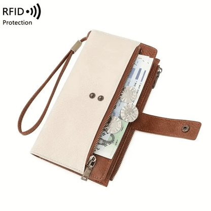 👛Women's long wallet, stylish clutch, elegant solid color RFID blocking leather wallet!!!