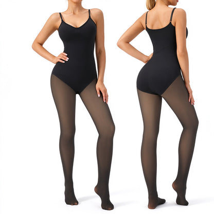 Sheer-Effect Fleece-Lined Tights –  Stay Warm & Tummy Control
