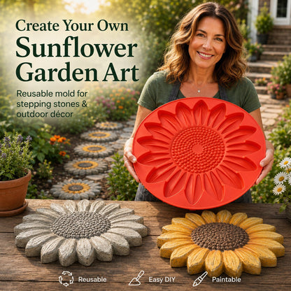 Garden Stepping Stone Mold Reusable DIY Pathway Concrete Mold Bee Butterfly Sunflower Pattern For Yard Lawn Decor