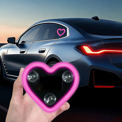 Solar Heart LED Car Window Light – Wireless Neon Ambient Décor