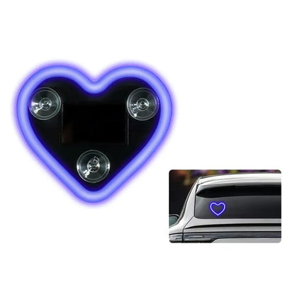 Solar Heart LED Car Window Light – Wireless Neon Ambient Décor