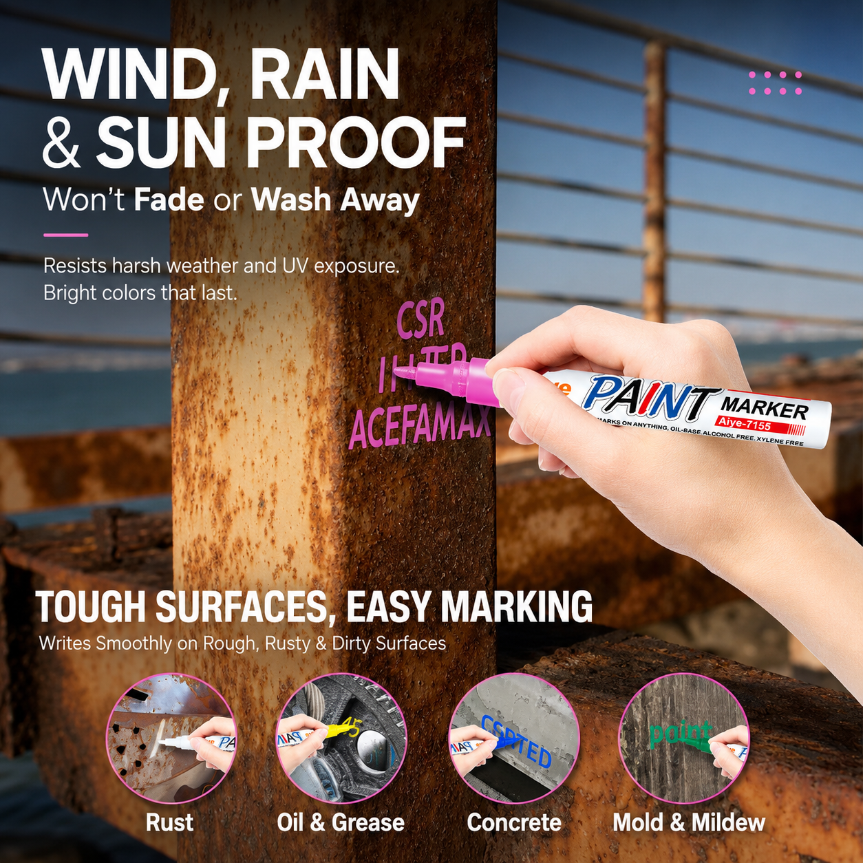 12 Colors Permanent Paint Marker Set Waterproof, Quick-Dry & Multi-Surface Use