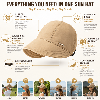 Women's Wide Brim Sun Visor Hat