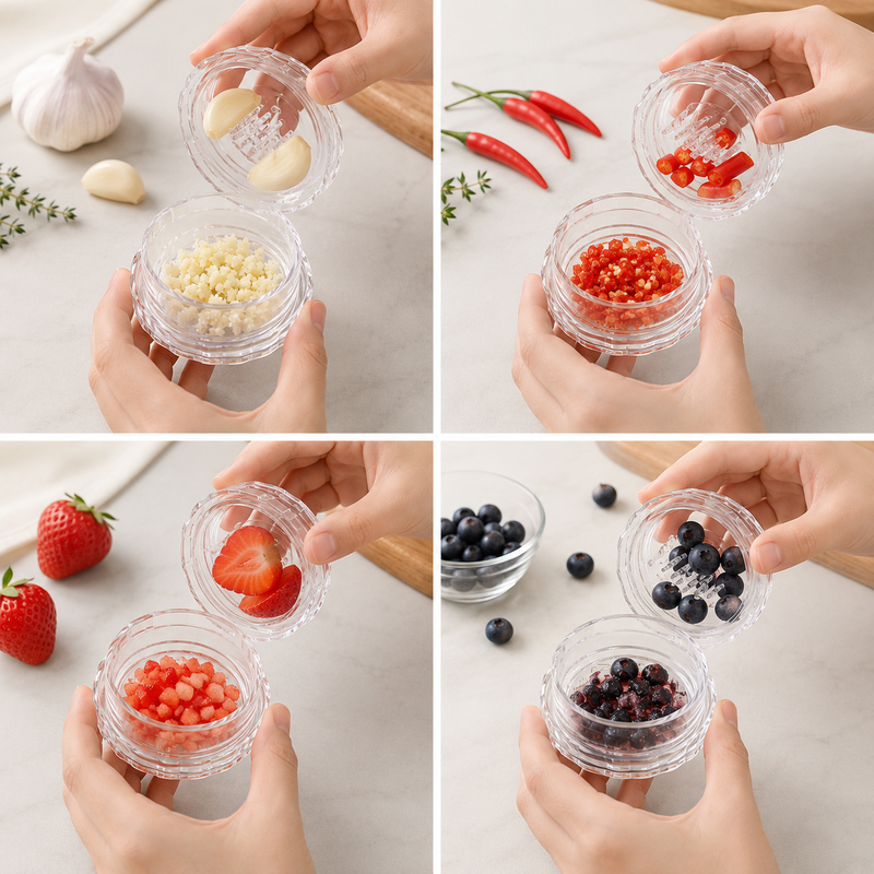 Transparent Manual Garlic Twister Mini Grinder for Kitchen Prep