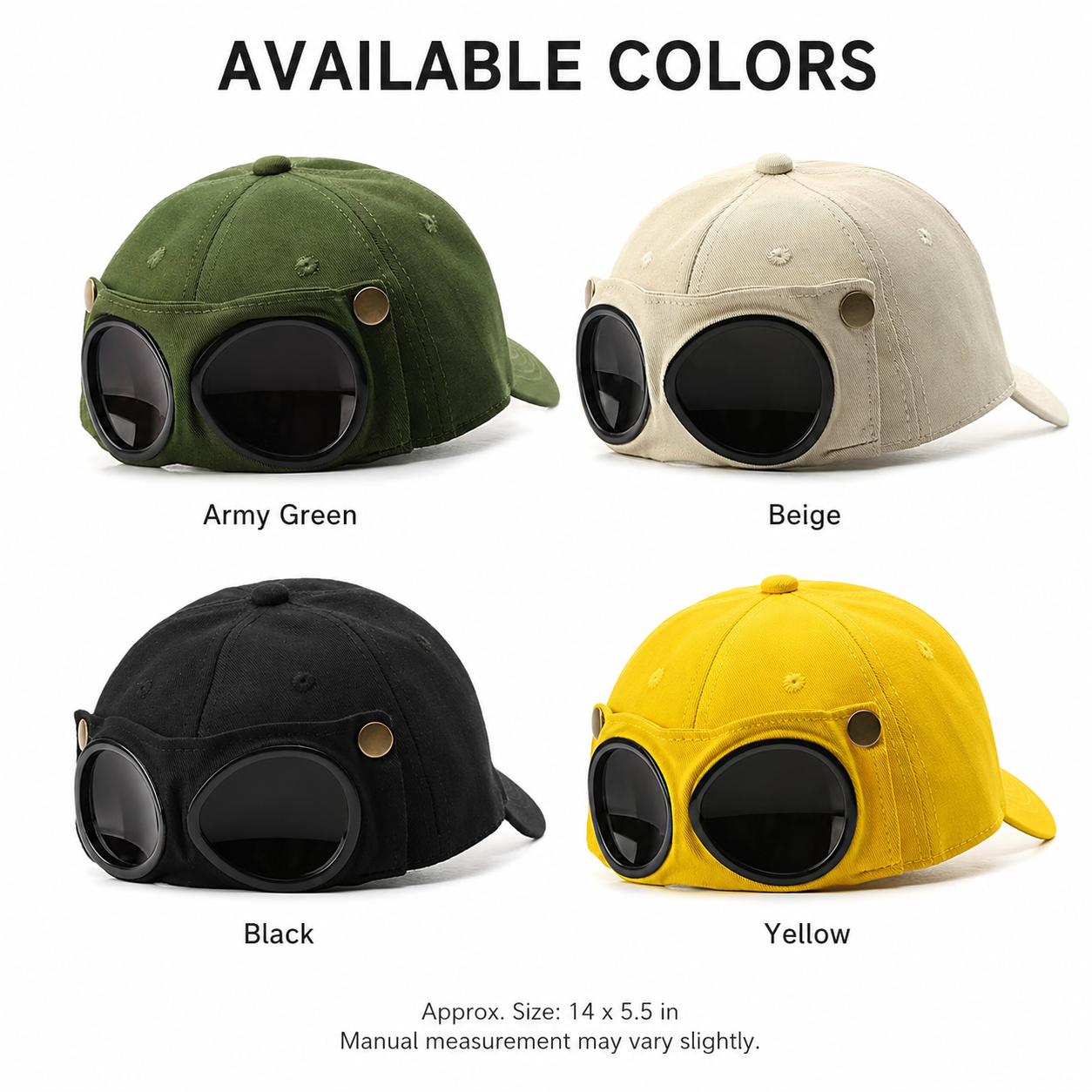Aviator Goggle Cap – 2-Way Style Baseball Cap with Detachable Goggles