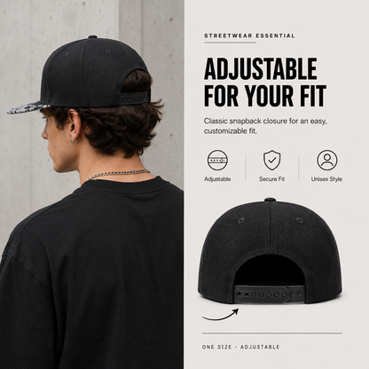 Star Embroidery Paisley Snapback Cap – Streetwear Flat Bill Hat