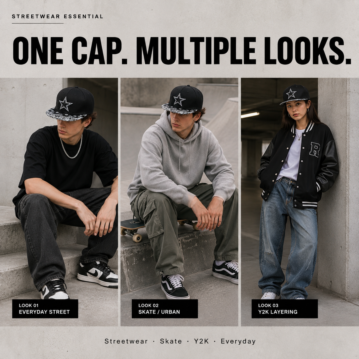 Star Embroidery Paisley Snapback Cap – Streetwear Flat Bill Hat