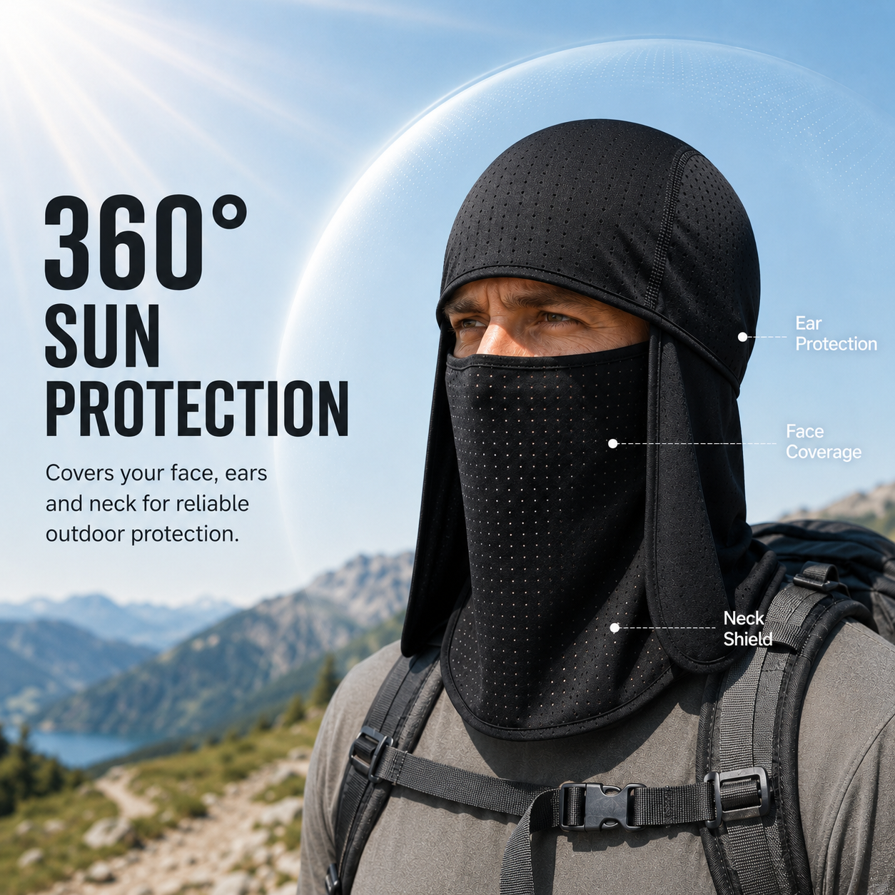 UV Protection Neck Flap Cap Breathable Mesh Sun Protection Hat Outdoor Sports Cycling Running Head Cover
