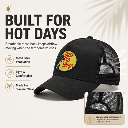 Embroidered Trucker Hat Mesh Back Baseball Cap Adjustable Outdoor Fishing Trucker Cap for Men Women