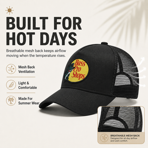 Embroidered Trucker Hat Mesh Back Baseball Cap Adjustable Outdoor Fishing Trucker Cap for Men Women