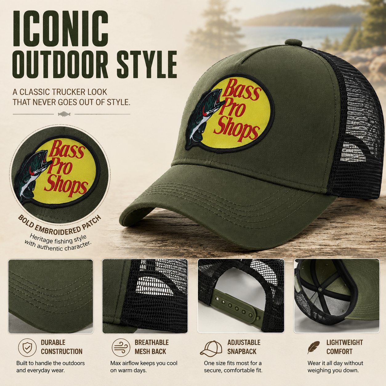 Embroidered Trucker Hat Mesh Back Baseball Cap Adjustable Outdoor Fishing Trucker Cap for Men Women