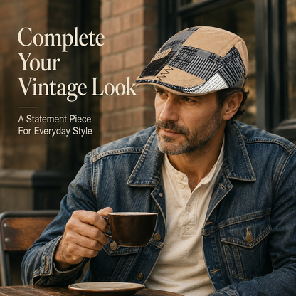 Patchwork Plaid Newsboy Cap for Men Women, Vintage Spliced Cabbie Flat Ivy Cap Adjustable Beret Hat