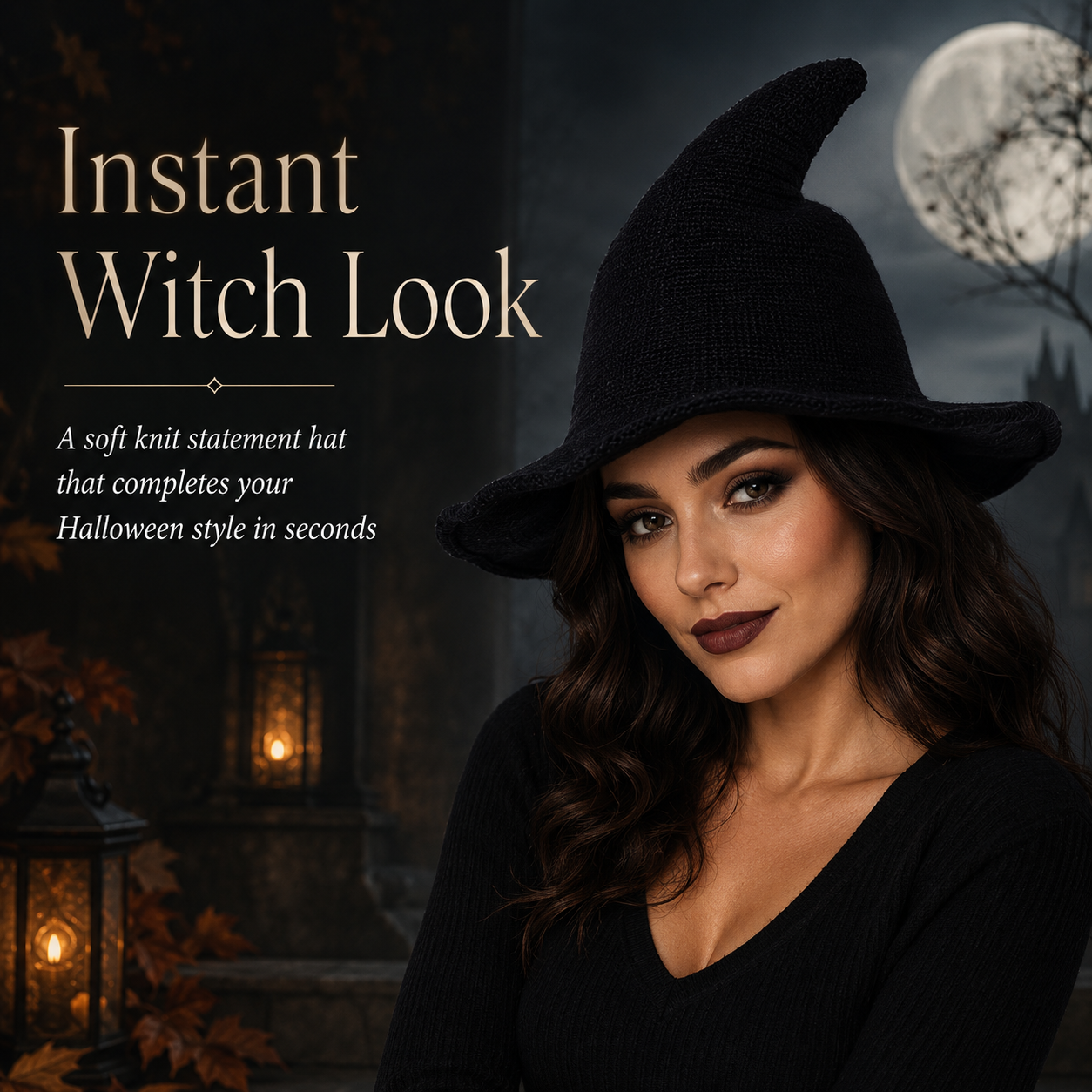 Witch Hat for Women — Soft Knit Halloween & Fall Style Hat, 13 Colors