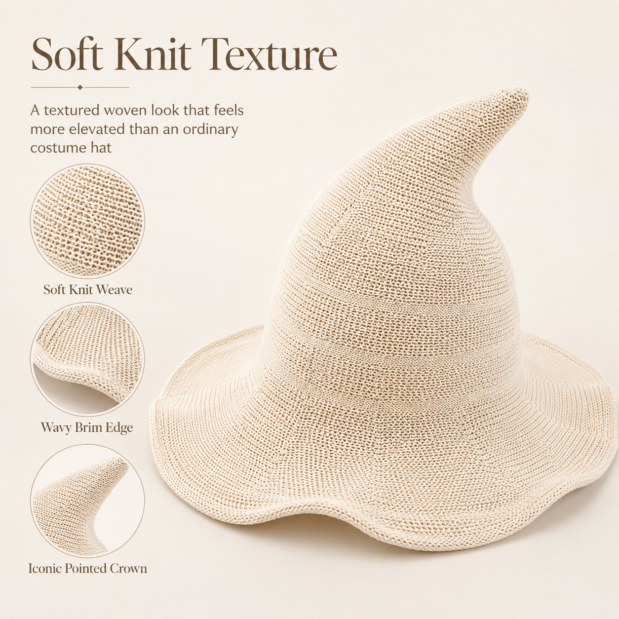 Witch Hat for Women — Soft Knit Halloween & Fall Style Hat, 13 Colors