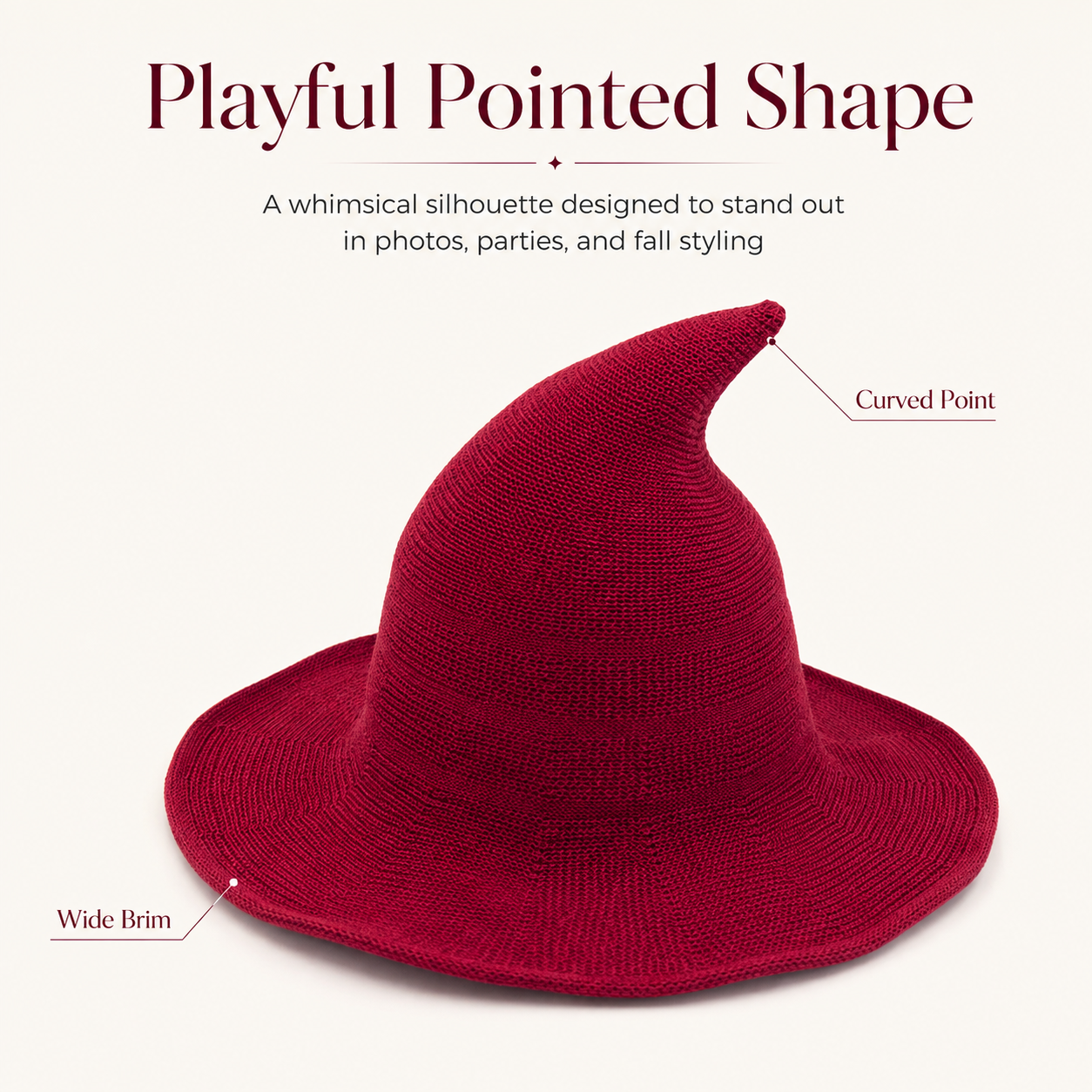 Witch Hat for Women — Soft Knit Halloween & Fall Style Hat, 13 Colors