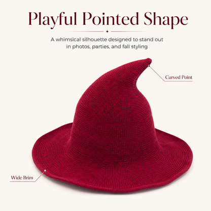 Witch Hat for Women — Soft Knit Halloween & Fall Style Hat, 13 Colors