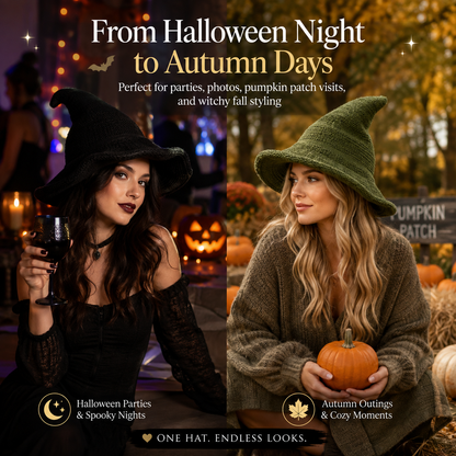Witch Hat for Women — Soft Knit Halloween & Fall Style Hat, 13 Colors