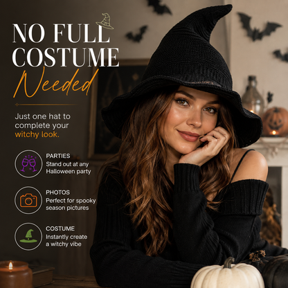 Witch Hat for Women — Soft Knit Halloween & Fall Style Hat, 13 Colors