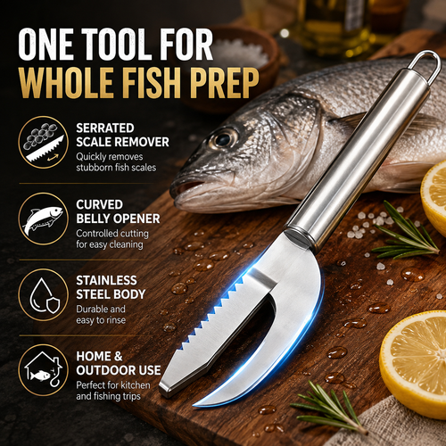 2-in-1 Stainless Steel Fish Scaler & Gutting Knife