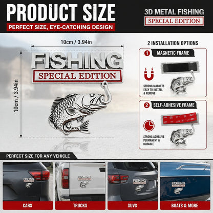 3D Design Self-Adhesive Alloy Fishing Car Sticker