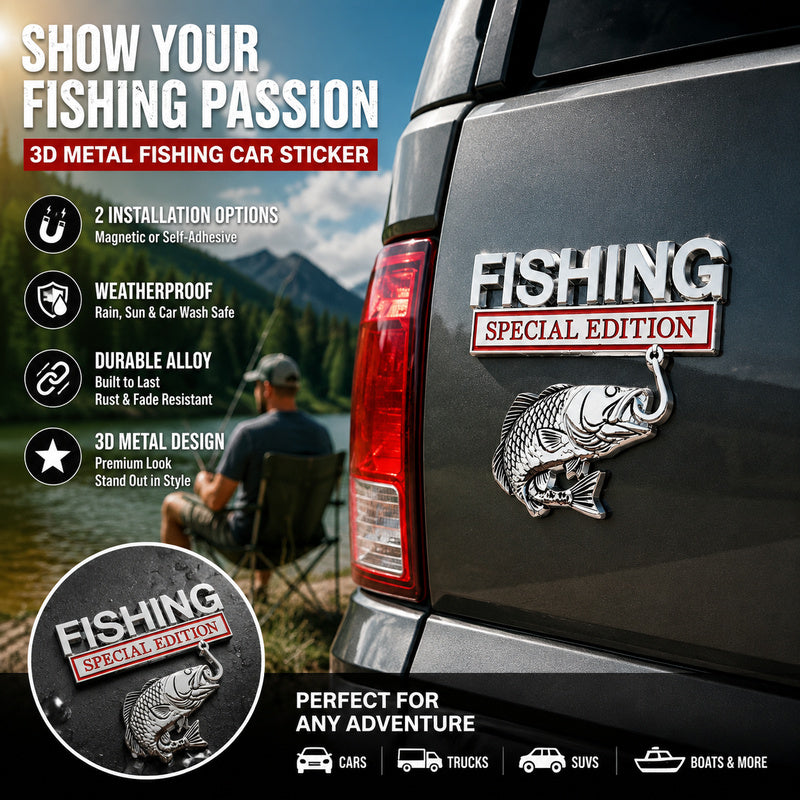 3D Design Self-Adhesive Alloy Fishing Car Sticker
