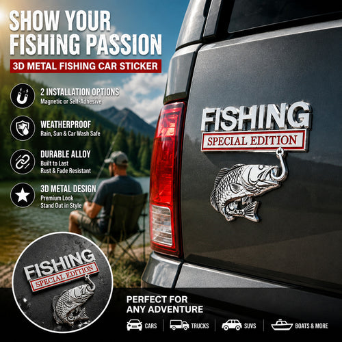 3D Design Self-Adhesive Alloy Fishing Car Sticker