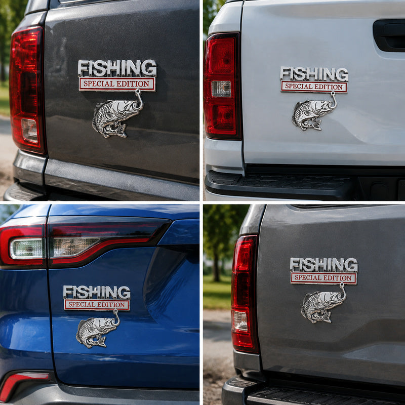 3D Design Self-Adhesive Alloy Fishing Car Sticker