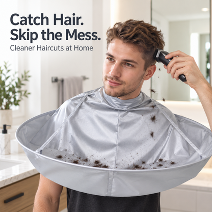 Hair Catcher Umbrella Cape for Home Haircuts