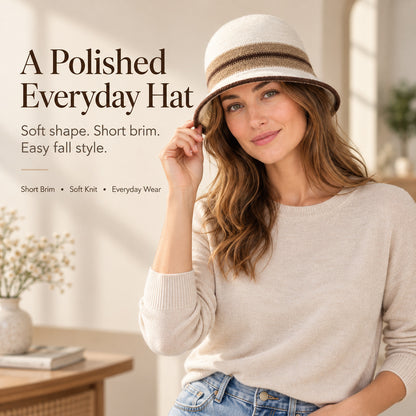 Women's Foldable Striped Cloche Bucket Hat — 8 Colors