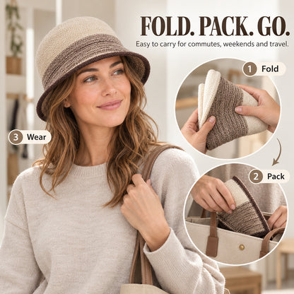 Women's Foldable Striped Cloche Bucket Hat — 8 Colors