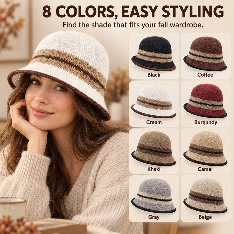 Women's Foldable Striped Cloche Bucket Hat — 8 Colors